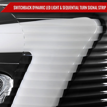 2005-2009 Chevy Equinox Factory Style Headlights with Sequential Switchback LED Bar Turn Signal (Matte Black Housing / Clear Lens)
