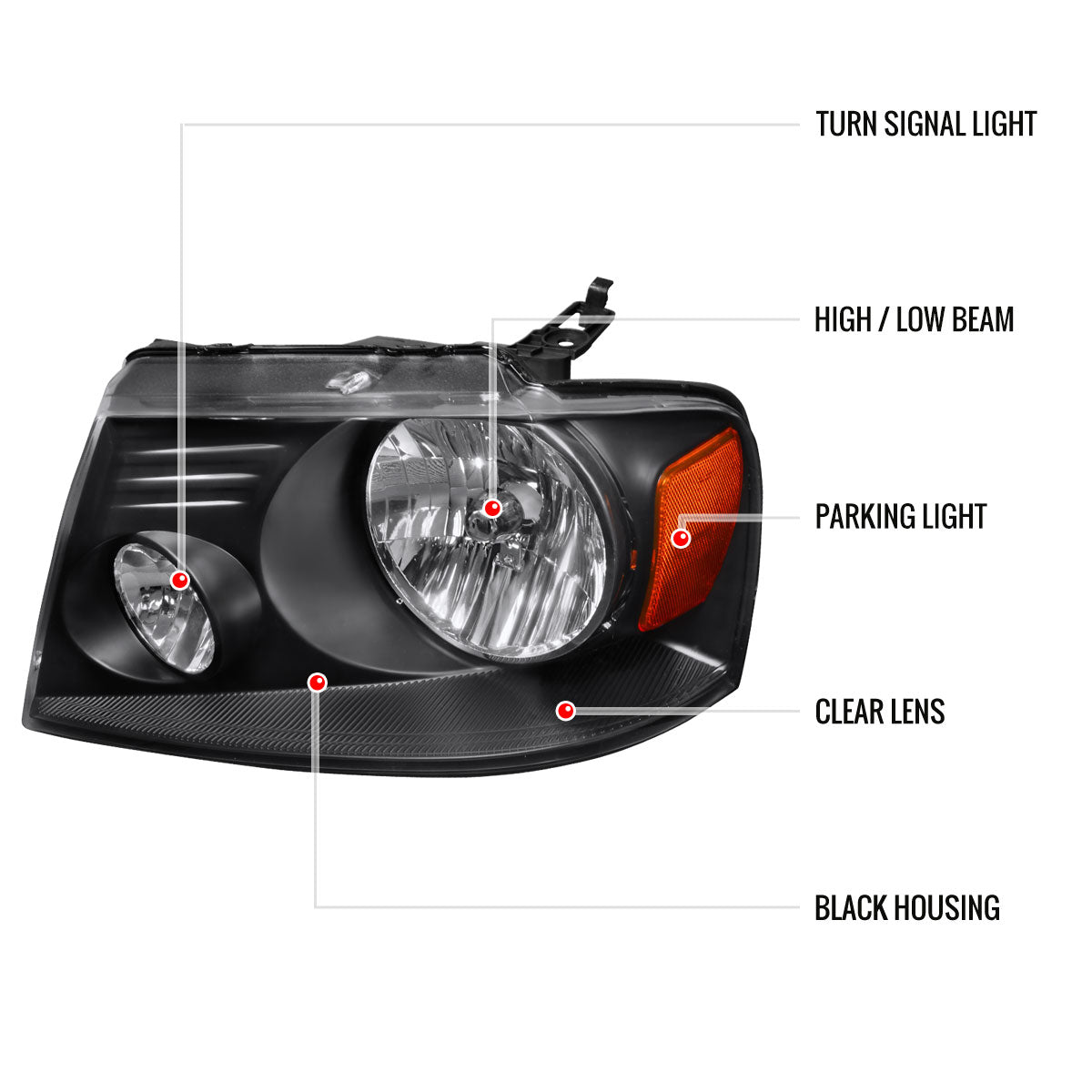 2004-2008 Ford F-150/ 2006-2008 Lincoln Mark LT Factory Style Headlights (Matte Black Housing/Clear Lens)
