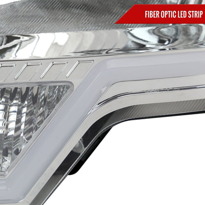 2009-2014 Ford F-150 LED Bar Factory Style Headlights with Amber Reflectors (Chrome Housing/Clear Lens)