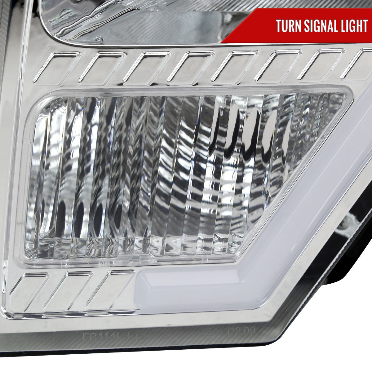 2009-2014 Ford F-150 LED Bar Factory Style Headlights with Amber Reflectors (Chrome Housing/Clear Lens)