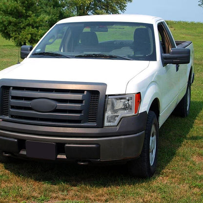 2009-2014 Ford F-150 LED Bar Factory Style Headlights with Amber Reflectors (Chrome Housing/Clear Lens)