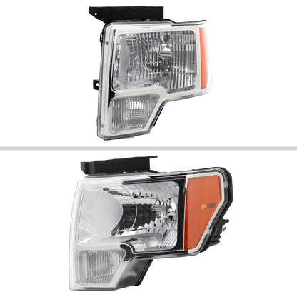 2009-2014 Ford F-150 Factory Style Headlights (Chrome Housing/Clear Lens)
