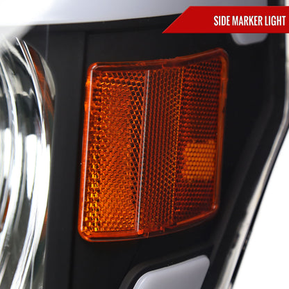 2009-2014 Ford F-150 LED Tube Factory Style Headlights (Matte Black Housing/Clear Lens)