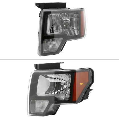 2009-2014 Ford F-150 Factory Style Headlights (Matte Black Housing/Clear Lens)