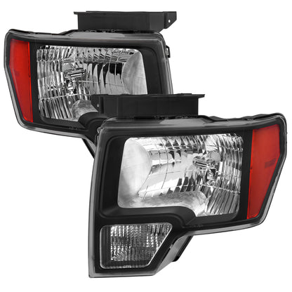 2009-2014 Ford F-150 Factory Style Headlights (Matte Black Housing/Clear Lens)