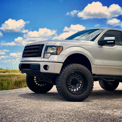 2009-2014 Ford F-150 Factory Style Crystal Headlights w/ Amber Reflector (Matte Black Housing/Clear Lens)