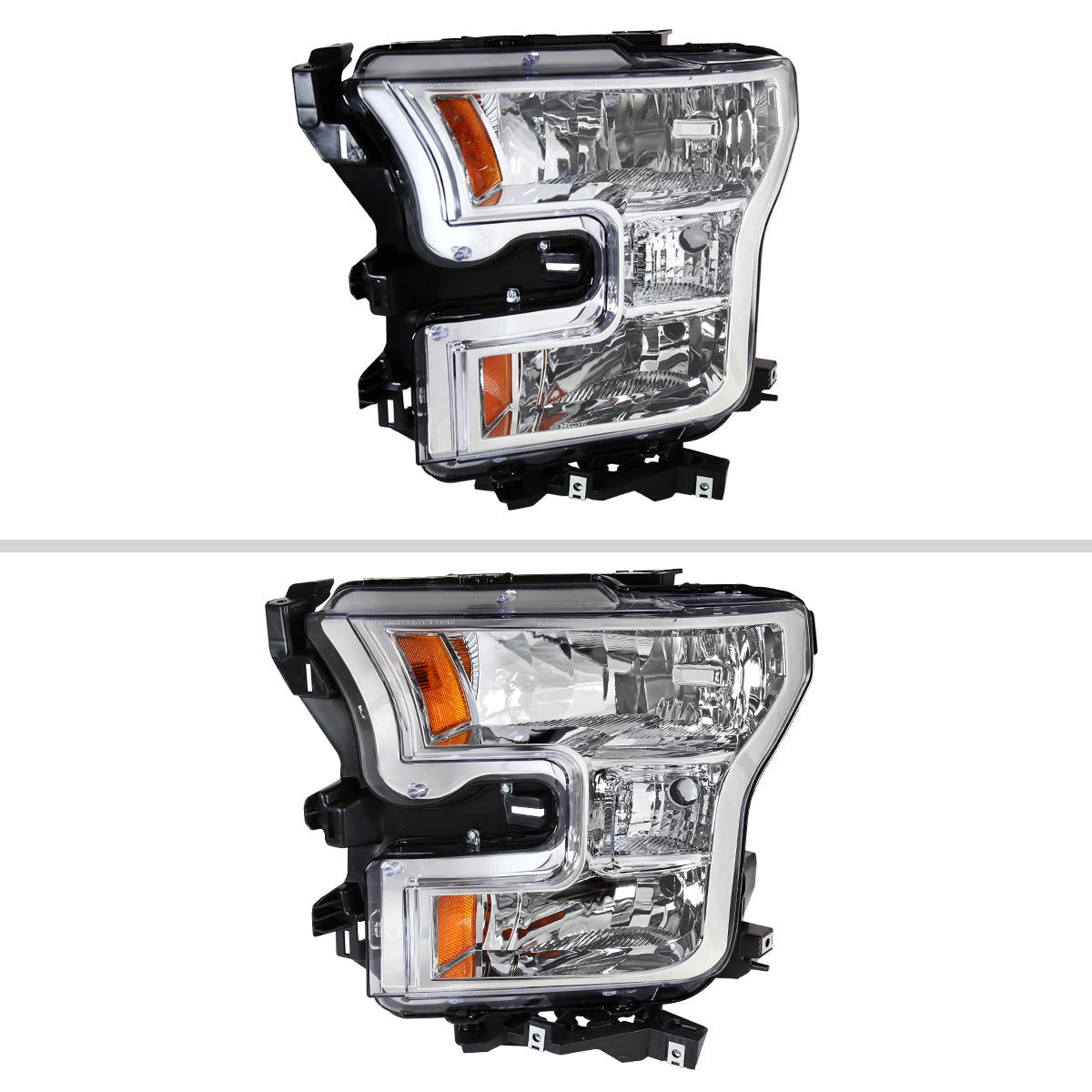 2015-2017 Ford F-150 Replacement Factory Style Headlights (Chrome Housing/Clear Lens)
