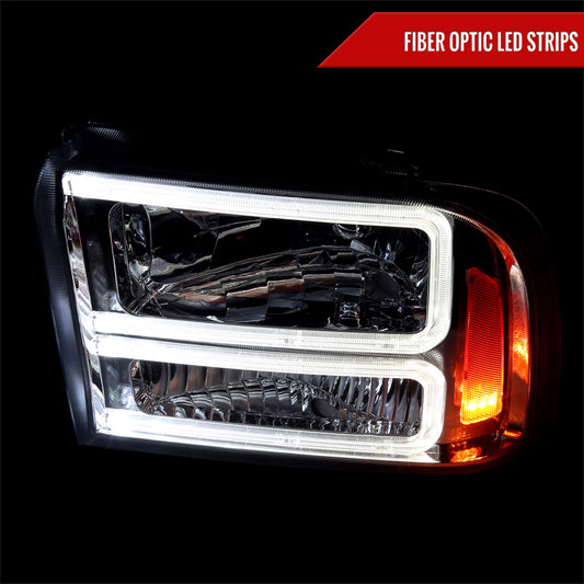 2005-2007 Ford F-250/F-350/F-450/F-550 Super Duty Dual LED C-Bar Factory Style Headlights (Chrome Housing/Clear Lens)