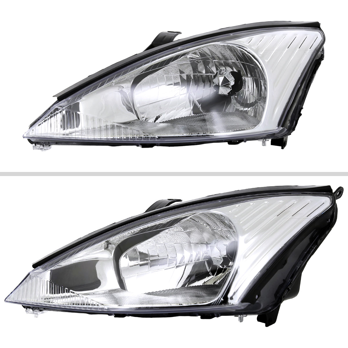 2000-2004 Ford Focus Factory Style Crystal Headlights (Chrome Housing/Clear Lens)