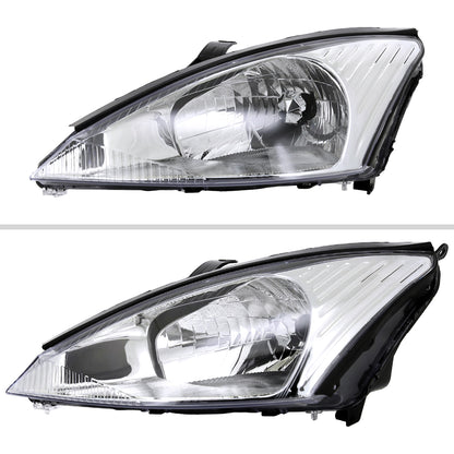2000-2004 Ford Focus Factory Style Crystal Headlights (Chrome Housing/Clear Lens)