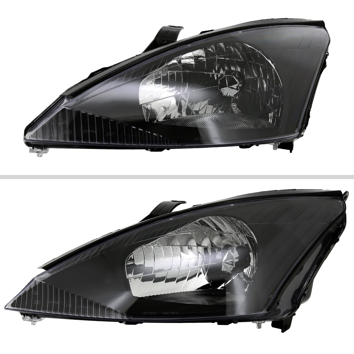 2000-2004 Ford Focus Factory Style Crystal Headlights (Matte Black Housing/Clear Lens)