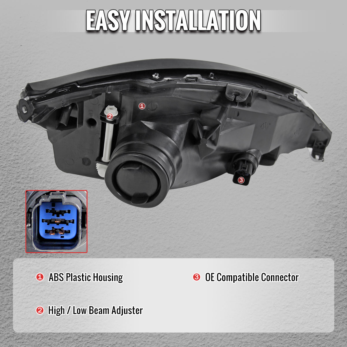 2000-2004 Ford Focus Factory Style Crystal Headlights (Matte Black Housing/Clear Lens)