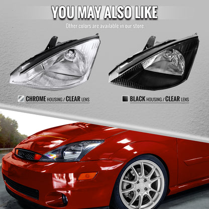 2000-2004 Ford Focus Factory Style Crystal Headlights (Matte Black Housing/Clear Lens)