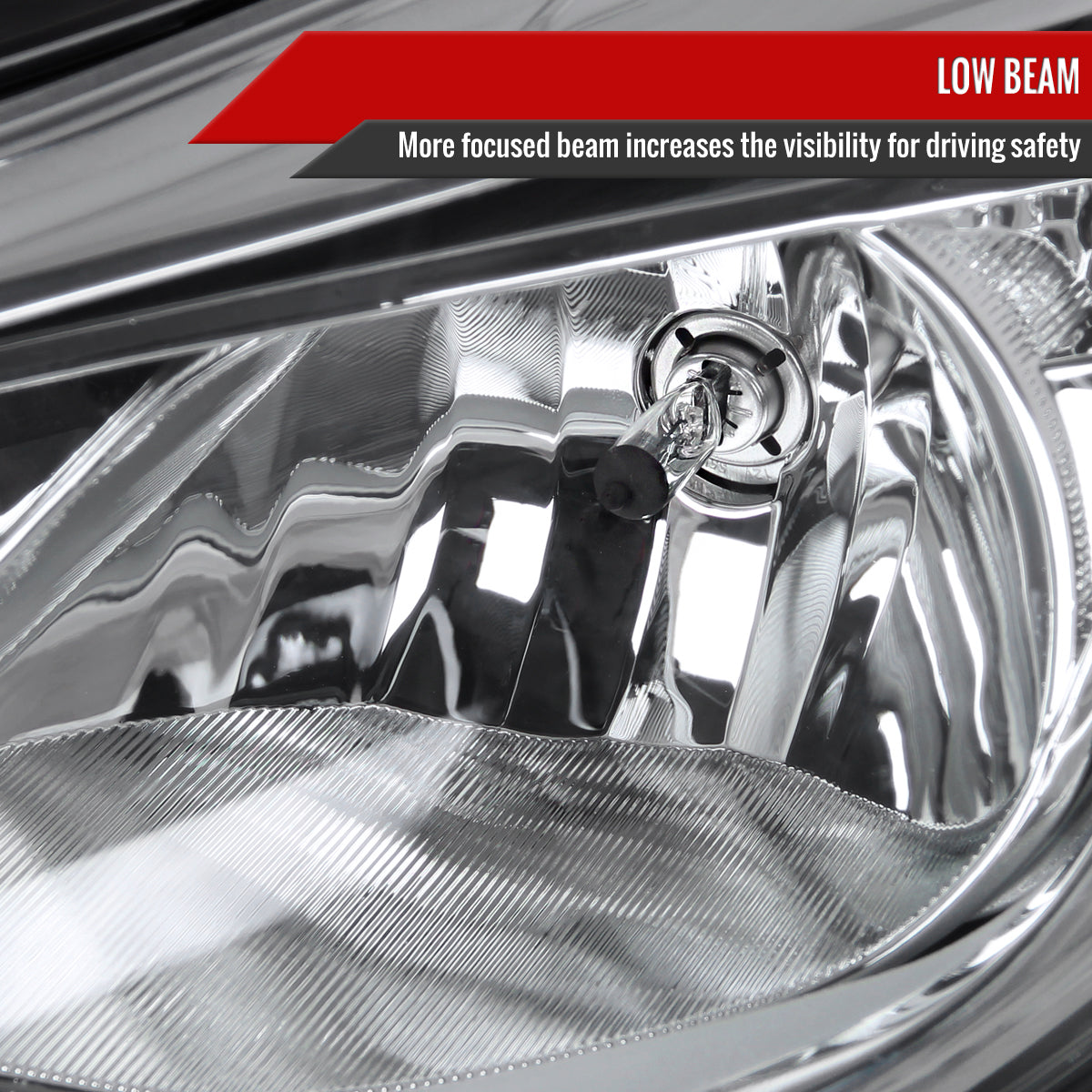 2012-2014 Ford Focus Factory Style Headlights w/ Amber Reflectors (Chrome Housing/Clear Lens)
