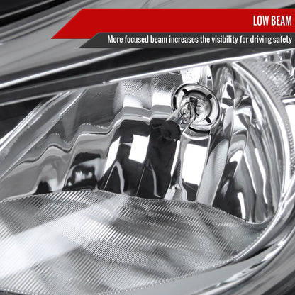 2012-2014 Ford Focus Factory Style Headlights w/ Amber Reflectors (Chrome Housing/Clear Lens)