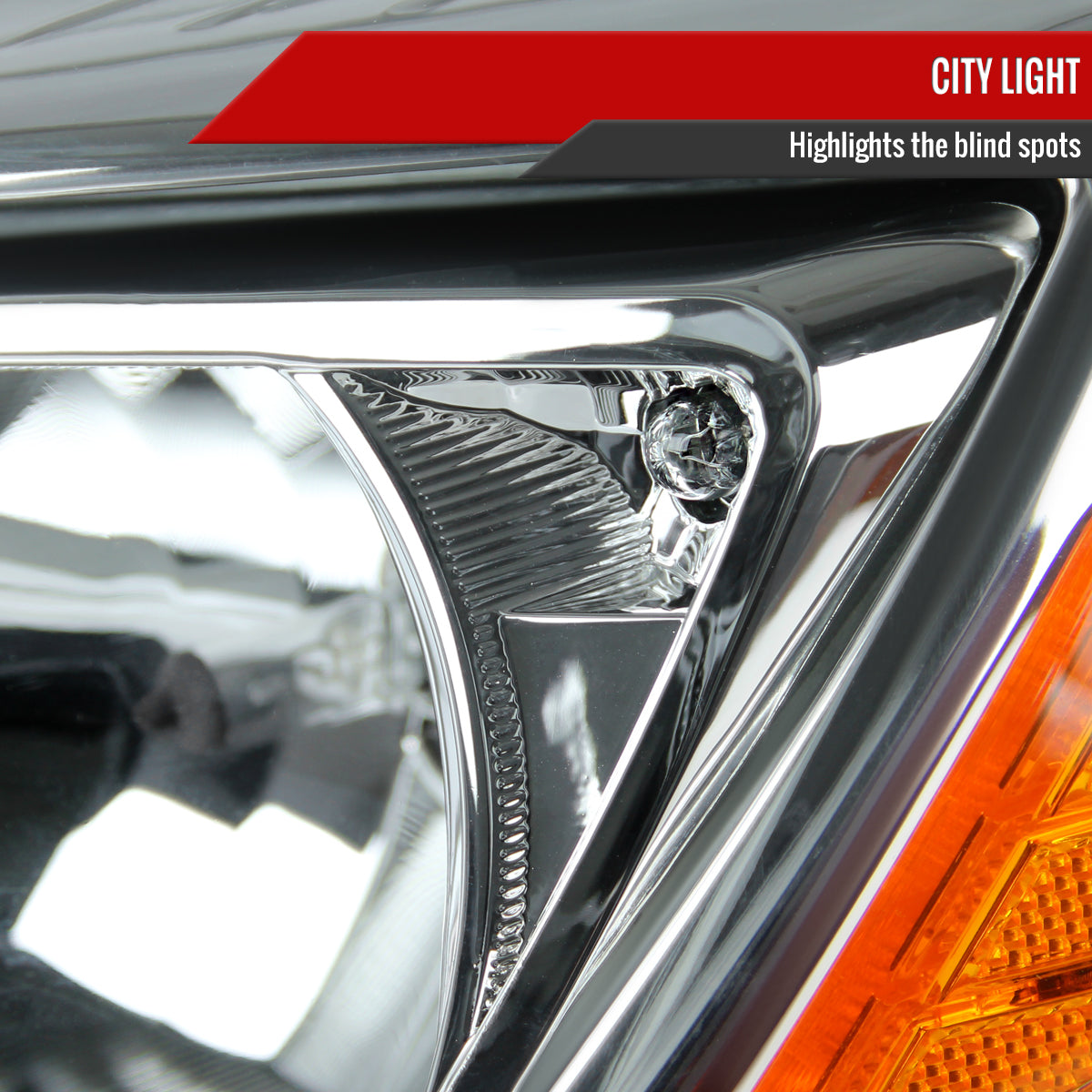 2012-2014 Ford Focus Factory Style Headlights w/ Amber Reflectors (Chrome Housing/Clear Lens)