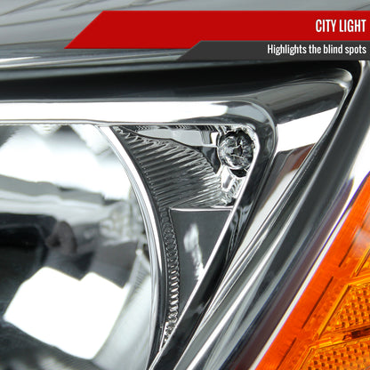 2012-2014 Ford Focus Factory Style Headlights w/ Amber Reflectors (Chrome Housing/Clear Lens)