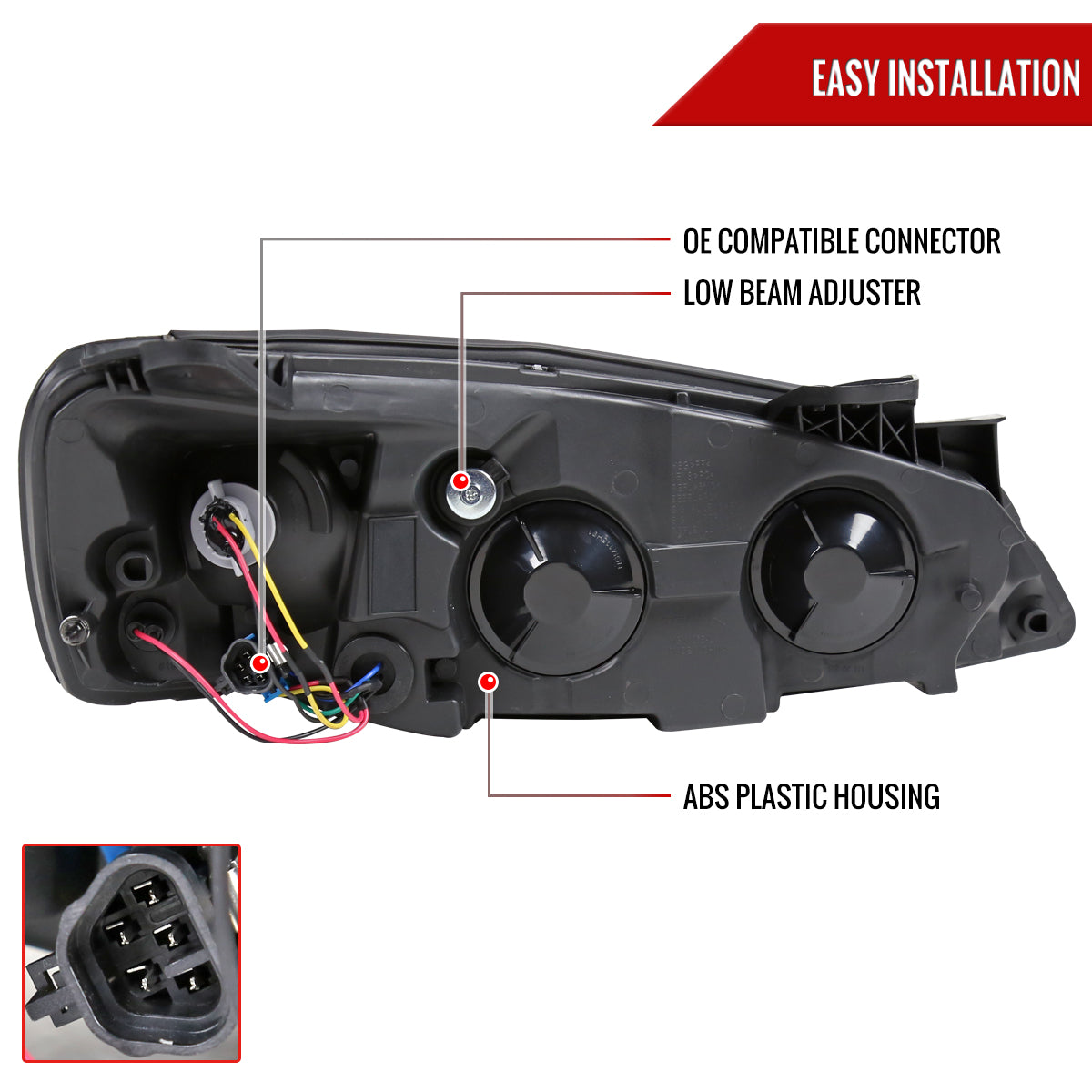 2005-2010 Pontiac G6 Factory Style Headlights w/ Amber Reflectors (Chrome Housing/Clear Lens)