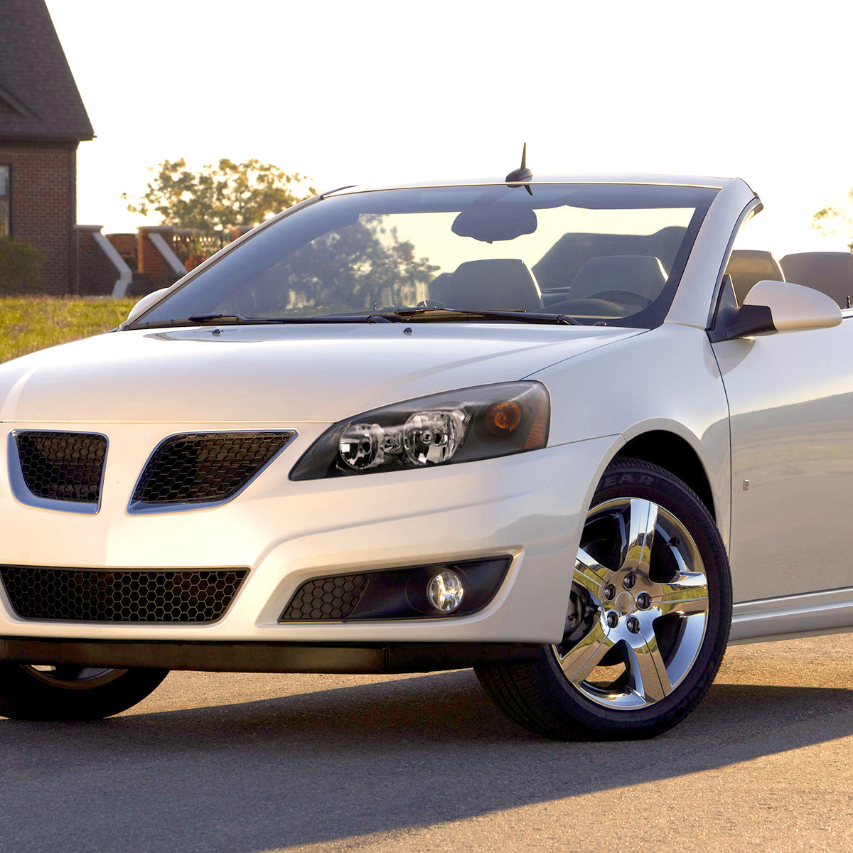 2005-2010 Pontiac G6 Factory Style Headlights w/ Amber Reflectors (Matte Black Housing/Clear Lens)
