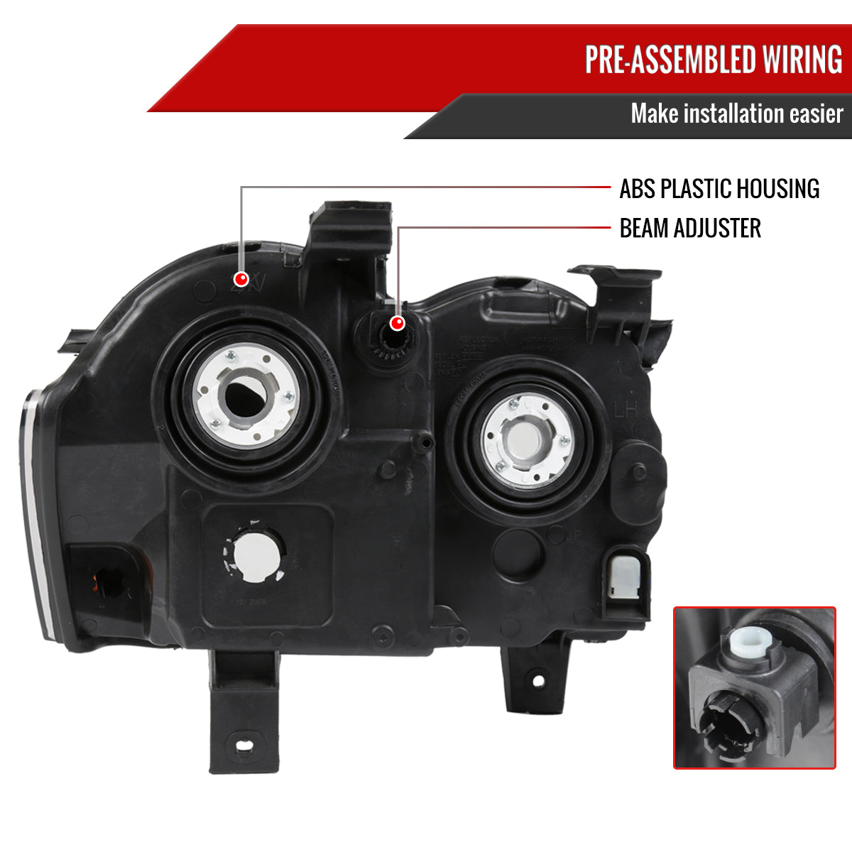 2005-2007 Jeep Grand Cherokee Factory Style Headlights (Chrome Housing/Clear Lens)