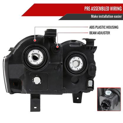 2005-2007 Jeep Grand Cherokee Factory Style Headlights (Chrome Housing/Clear Lens)