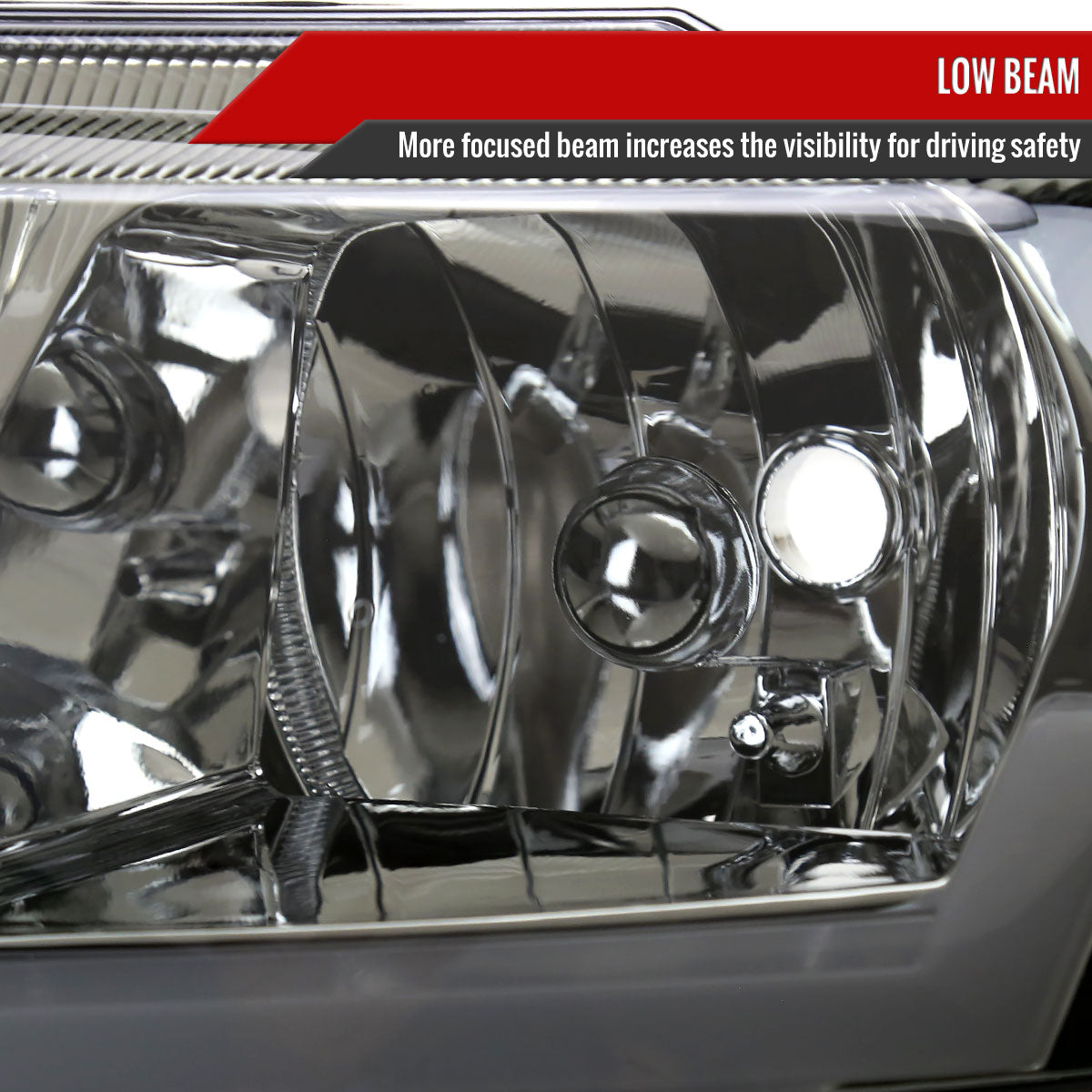 1999-2004 Jeep Grand Cherokee Factory Style Dual LED Bar Headlights (Chrome Housing/Smoked Lens)