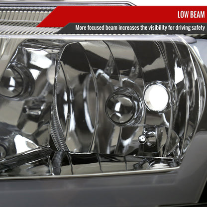 1999-2004 Jeep Grand Cherokee Factory Style Dual LED Bar Headlights (Chrome Housing/Smoked Lens)