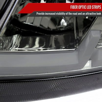 1999-2004 Jeep Grand Cherokee Factory Style Dual LED Bar Headlights (Chrome Housing/Smoked Lens)