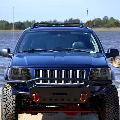 1999-2004 Jeep Grand Cherokee Factory Style Dual LED Bar Headlights (Chrome Housing/Smoked Lens)