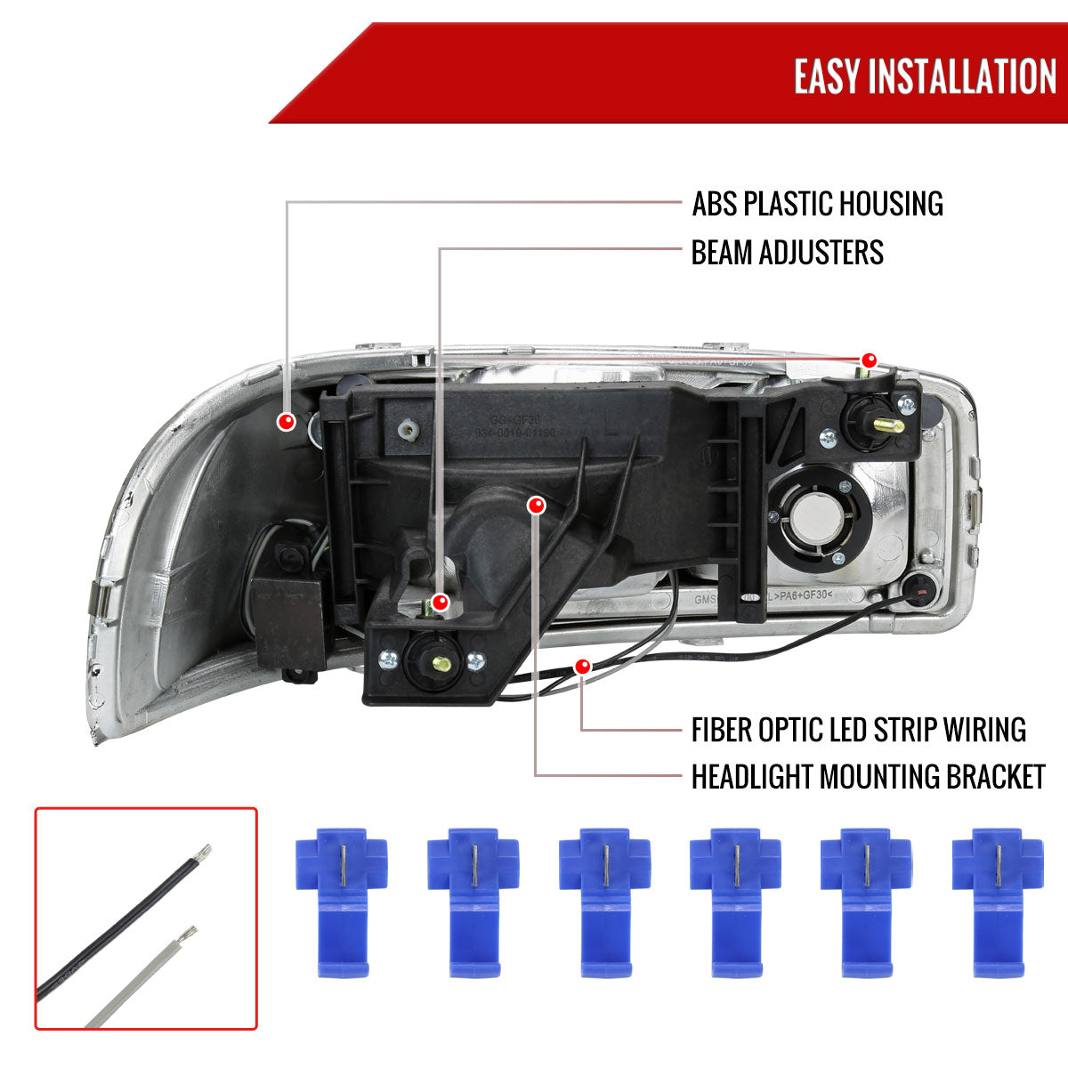 1999-2006 GMC Sierra/ 2000-2006 Yukon/Yukon XL LED Tube Factory Style Headlights (Chrome Housing/Smoked Lens)