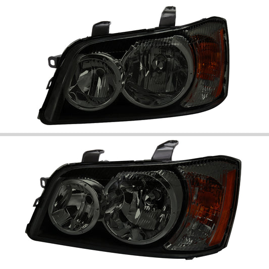 2001-2003 Toyota Highlander Factory Style Headlights (Chrome Housing/Smoked Lens)