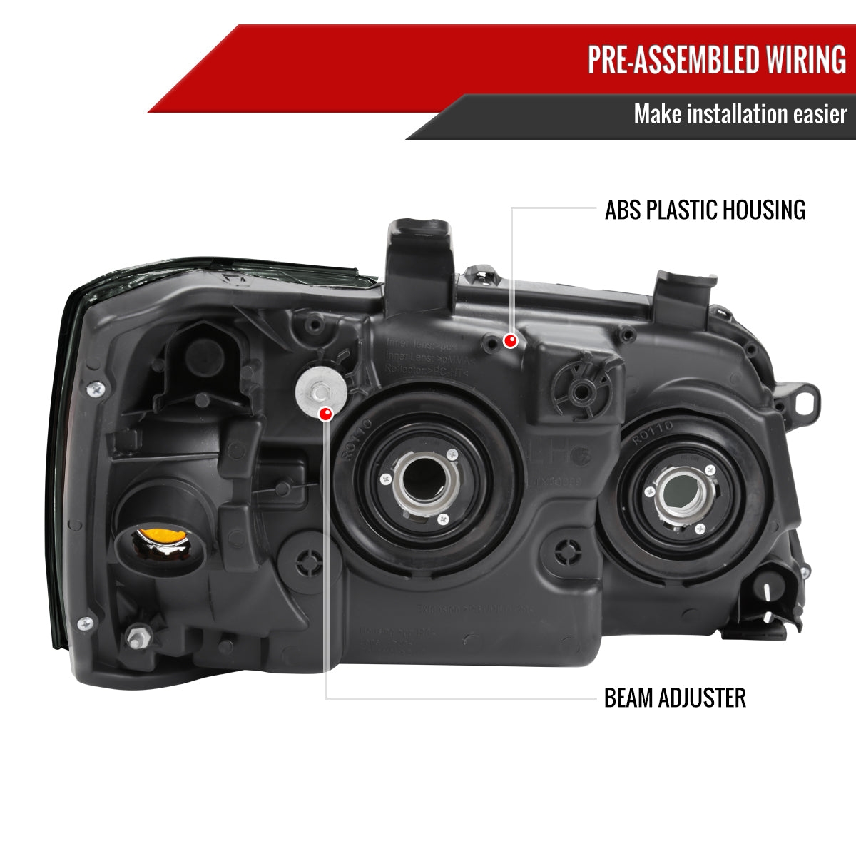 2004-2007 Toyota Highlander Factory Style Headlights (Chrome Housing/Smoked Lens)