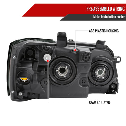 2004-2007 Toyota Highlander Factory Style Headlights (Chrome Housing/Smoked Lens)