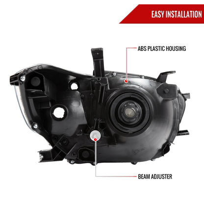 2008-2010 Toyota Highlander Factory Halogen Replacement Headlights (Chrome Housing/Clear Lens)