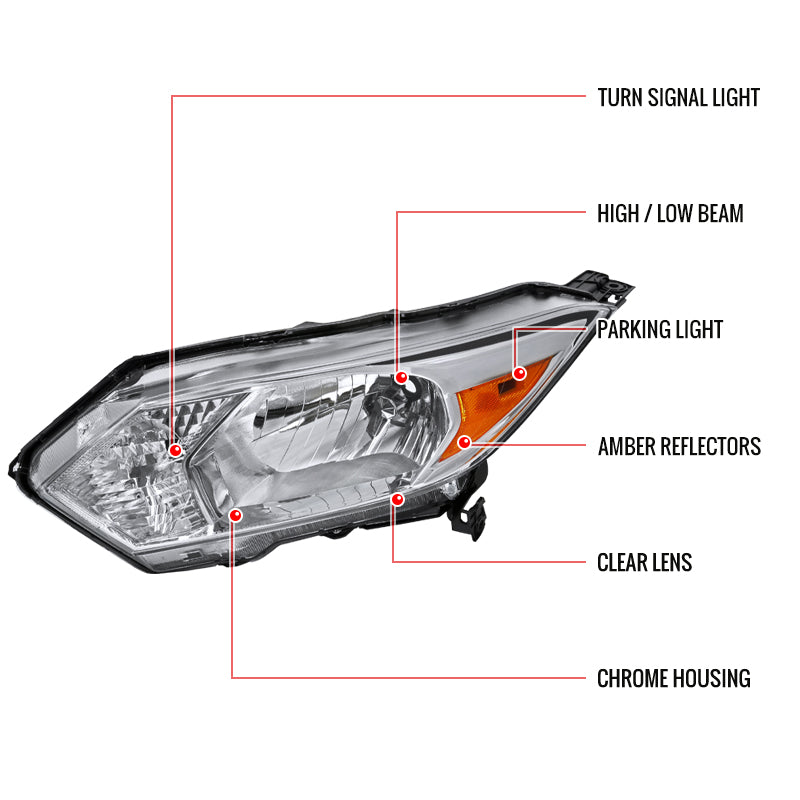 2016-2018 Honda HR-V Crystal Headlights w/ Amber Reflectors (Chrome Housing/Clear Lens)