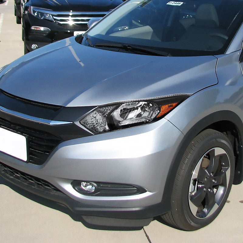 2016-2018 Honda HR-V Crystal Headlights w/ Amber Reflectors (Glossy Black Housing/Clear Lens)