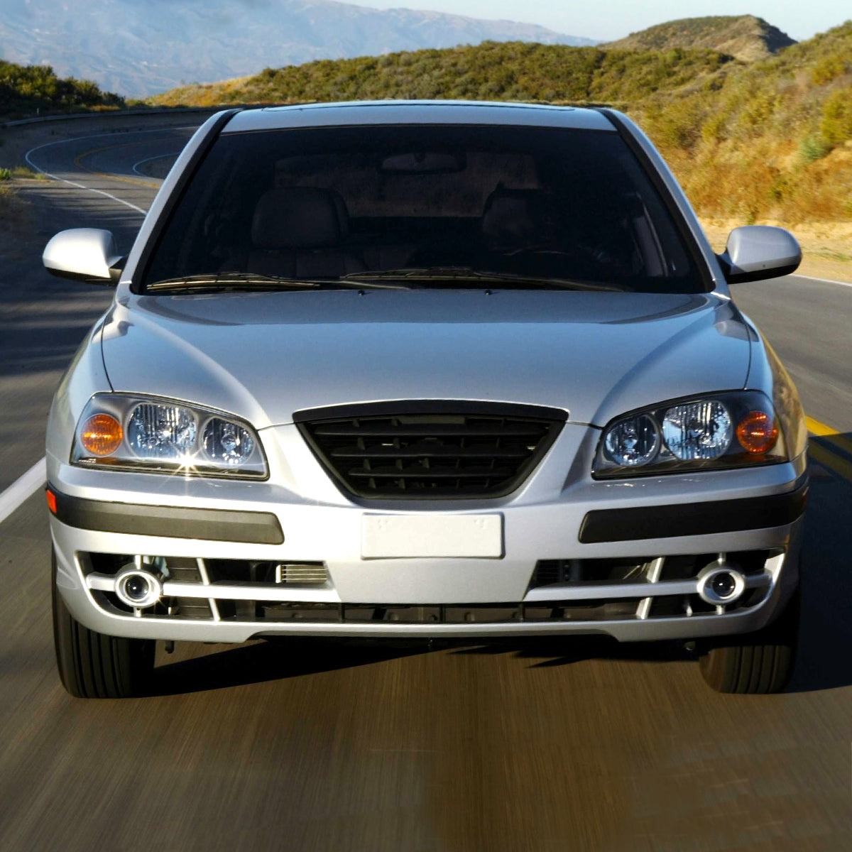 2004-2006 Hyundai Elantra Crystal Headlights w/ Amber Reflectors (Black Housing/Clear Lens)