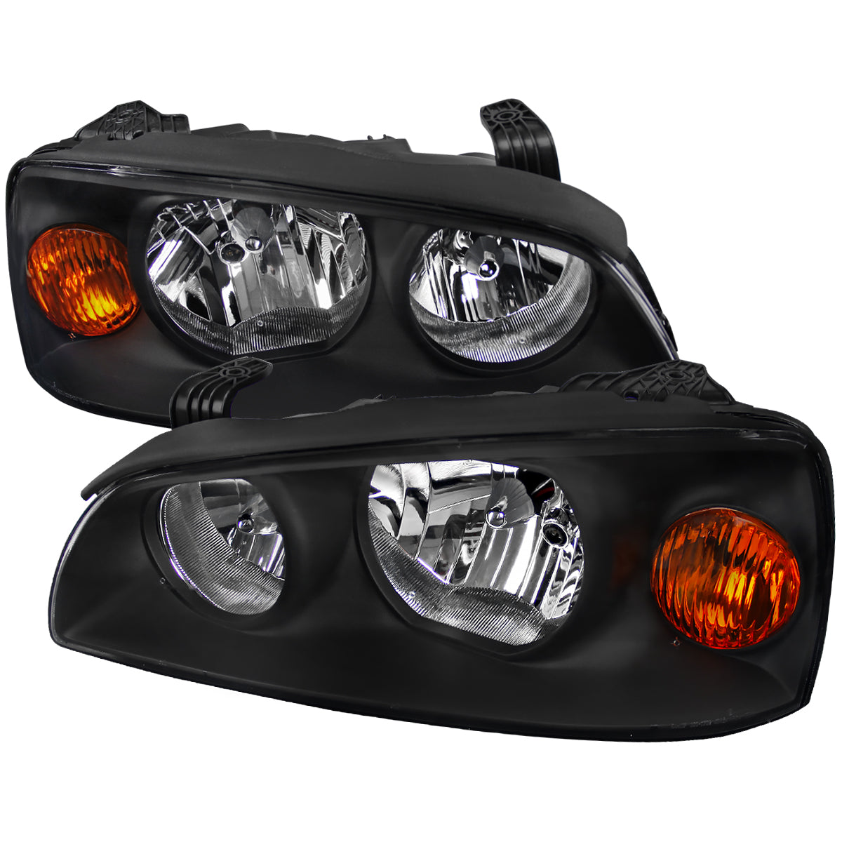 2004-2006 Hyundai Elantra Crystal Headlights w/ Amber Reflectors (Black Housing/Clear Lens)