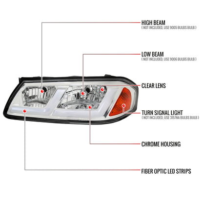 2000-2005 Chevrolet Impala LED Bar Factory Style Headlights  (Chrome Housing/Clear Lens)