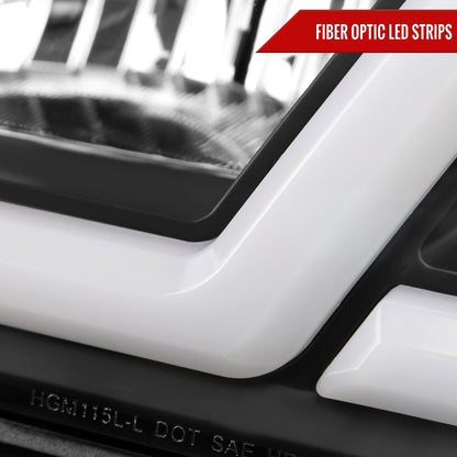 2000-2005 Chevrolet Impala LED Bar Factory Style Headlights  (Matte Black Housing/Clear Lens)