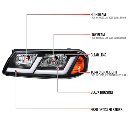 2000-2005 Chevrolet Impala LED Bar Factory Style Headlights  (Matte Black Housing/Clear Lens)