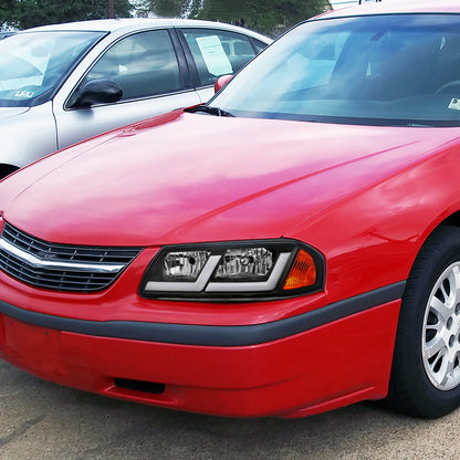 2000-2005 Chevrolet Impala LED Bar Factory Style Headlights  (Matte Black Housing/Clear Lens)