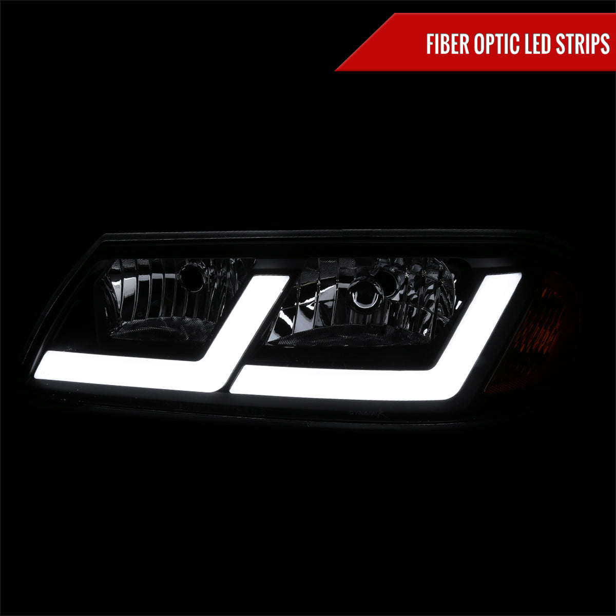 2000-2005 Chevrolet Impala LED Bar Factory Style Headlights  (Matte Black Housing/Smoked Lens)