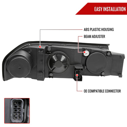 2000-2005 Chevrolet Impala LED Bar Factory Style Headlights  (Matte Black Housing/Smoked Lens)