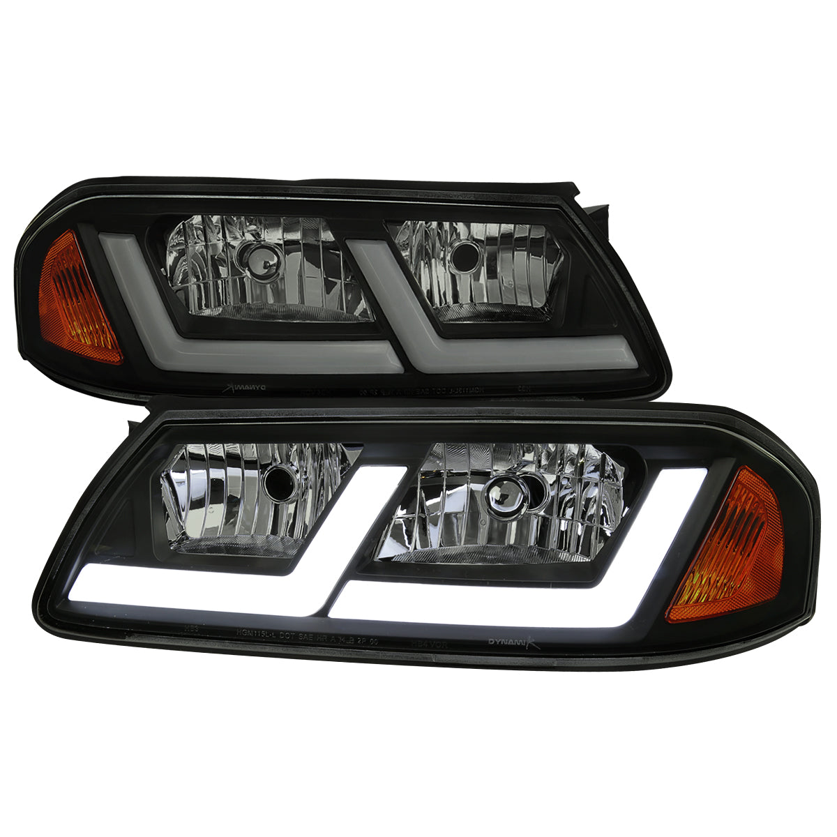 2000-2005 Chevrolet Impala LED Bar Factory Style Headlights  (Matte Black Housing/Smoked Lens)