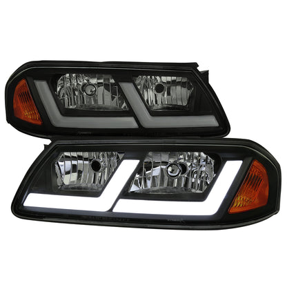 2000-2005 Chevrolet Impala LED Bar Factory Style Headlights  (Matte Black Housing/Smoked Lens)