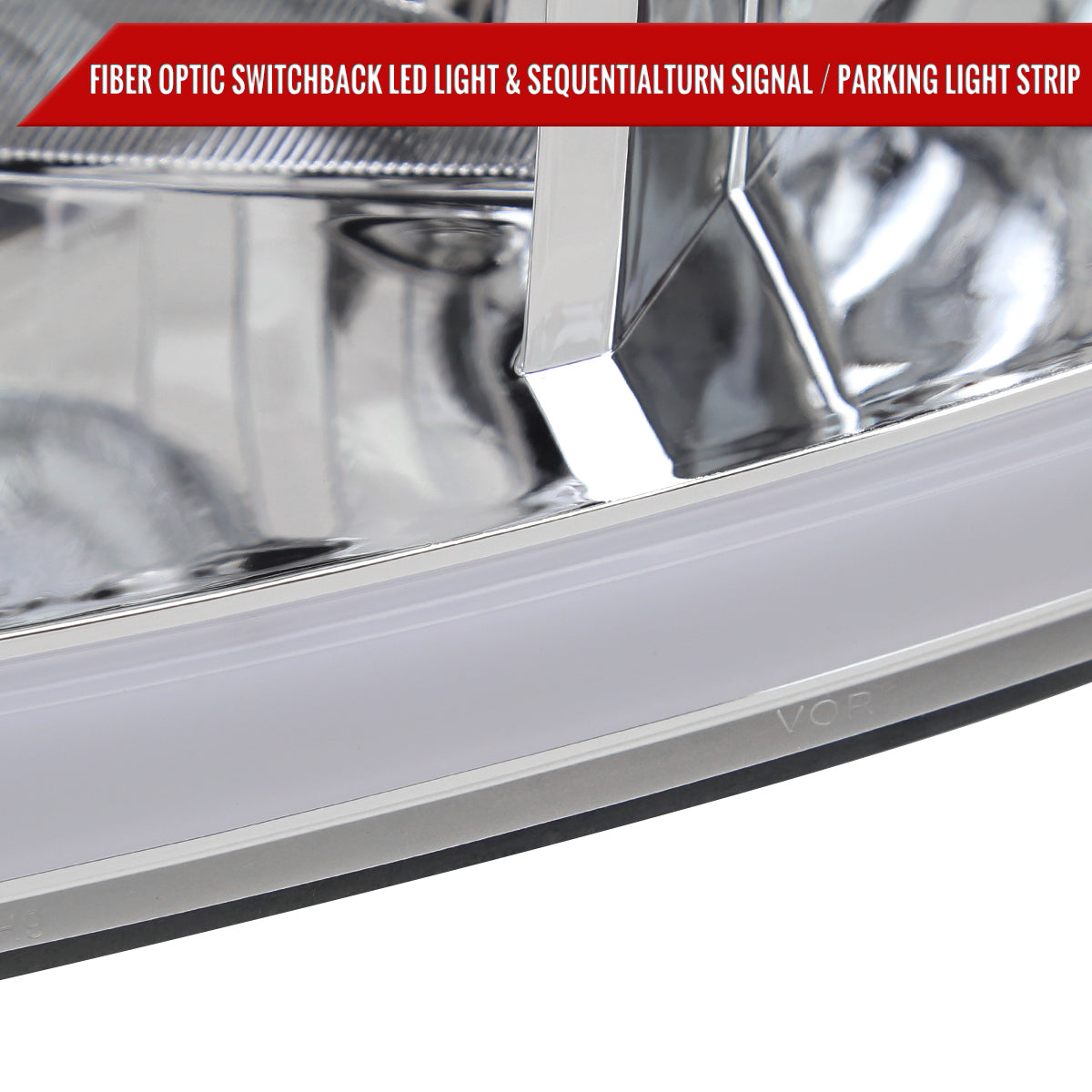 2006-2013 Chevrolet Impala/2014-2016 Impala Limited/2006-2007 Monte Carlo Switchback Sequential Signal LED Bar Factory Style Headlights (Chrome Housing/Clear Lens)