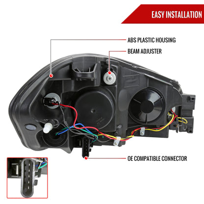 2006-2013 Chevrolet Impala/2014-2016 Impala Limited/2006-2007 Monte Carlo Switchback Sequential Signal LED Bar Factory Style Headlights (Chrome Housing/Clear Lens)