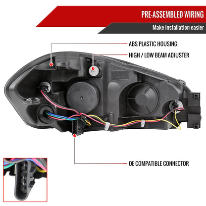 2006-2013 Chevrolet Impala / 2014-2015 Impala Limited / 2006-2007 Monte Carlo Factory Style Crystal Headlights w/ SMD LED Light Strip (Chrome Housing/Smoked Lens)