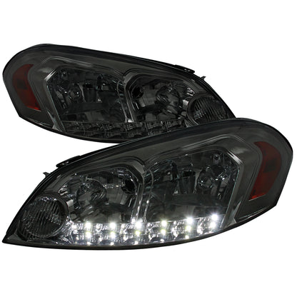2006-2013 Chevrolet Impala / 2014-2015 Impala Limited / 2006-2007 Monte Carlo Factory Style Crystal Headlights w/ SMD LED Light Strip (Chrome Housing/Smoked Lens)